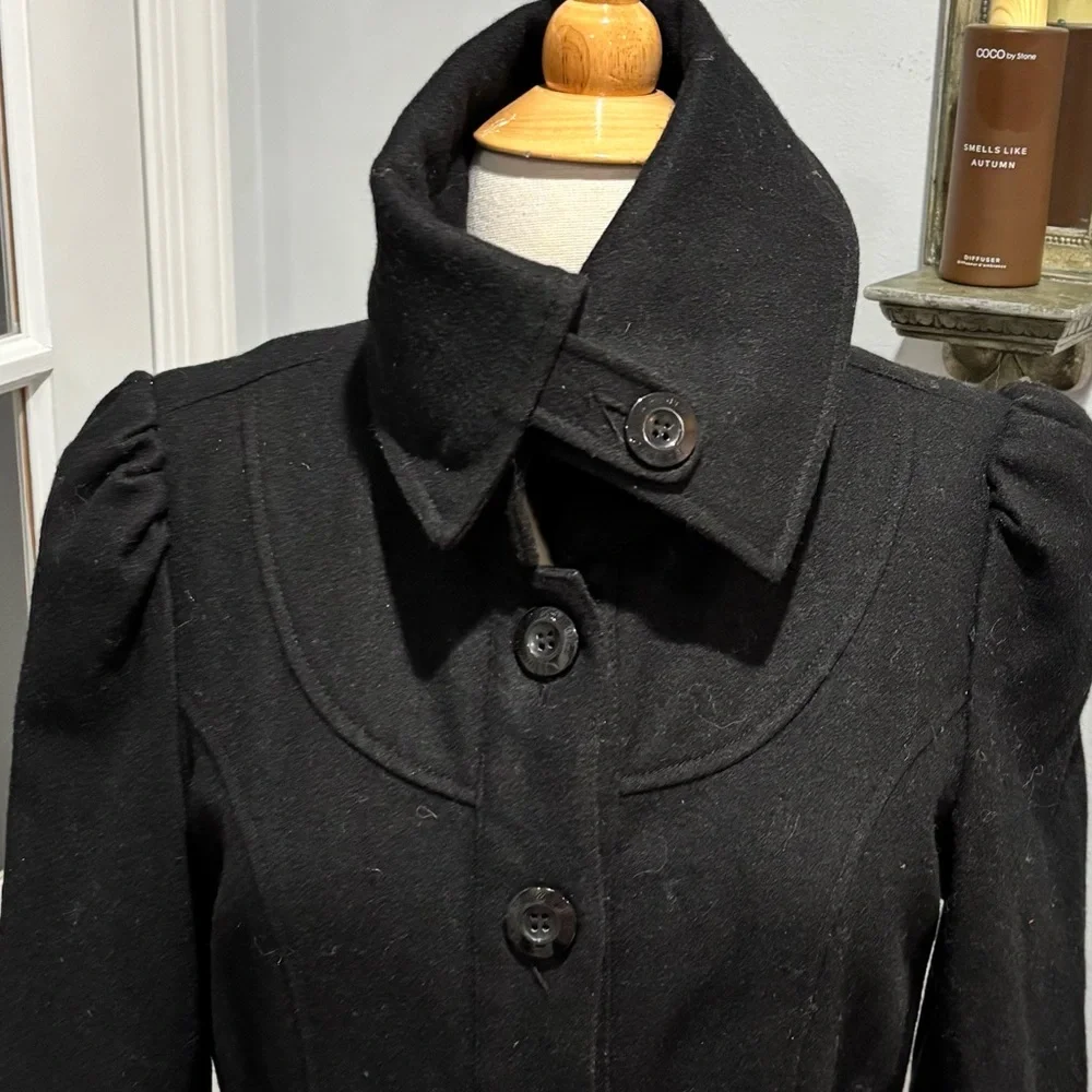 Anthropologie Black A-Line Wool Coat